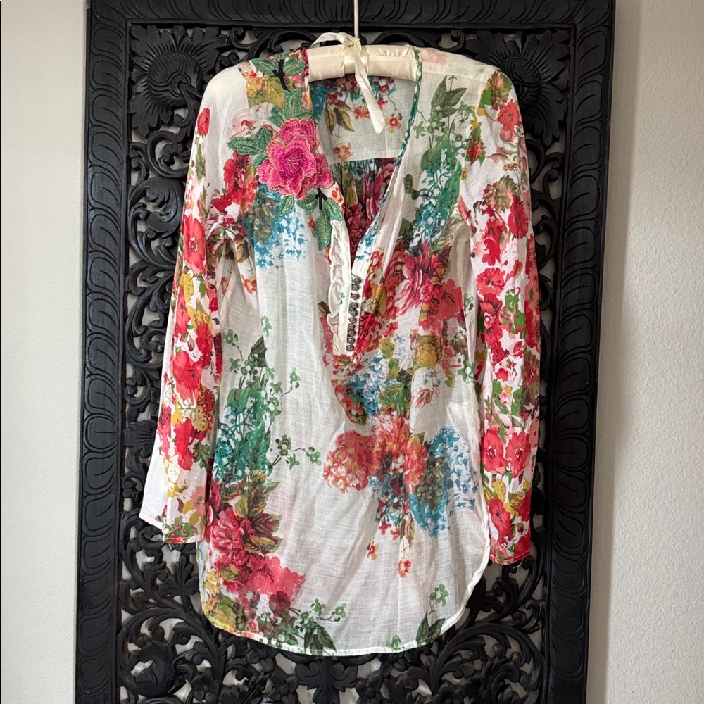 Soft Surrounding Colorful Floral Long Sleeve Top